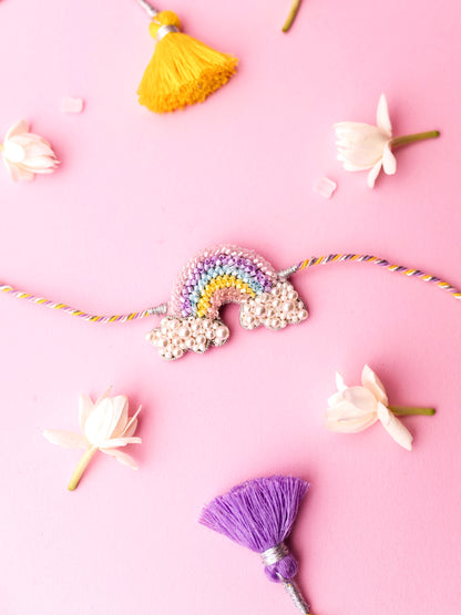 Decorative rainbow kids rakhi