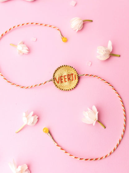 Decorative brother rakhi with veerji text
