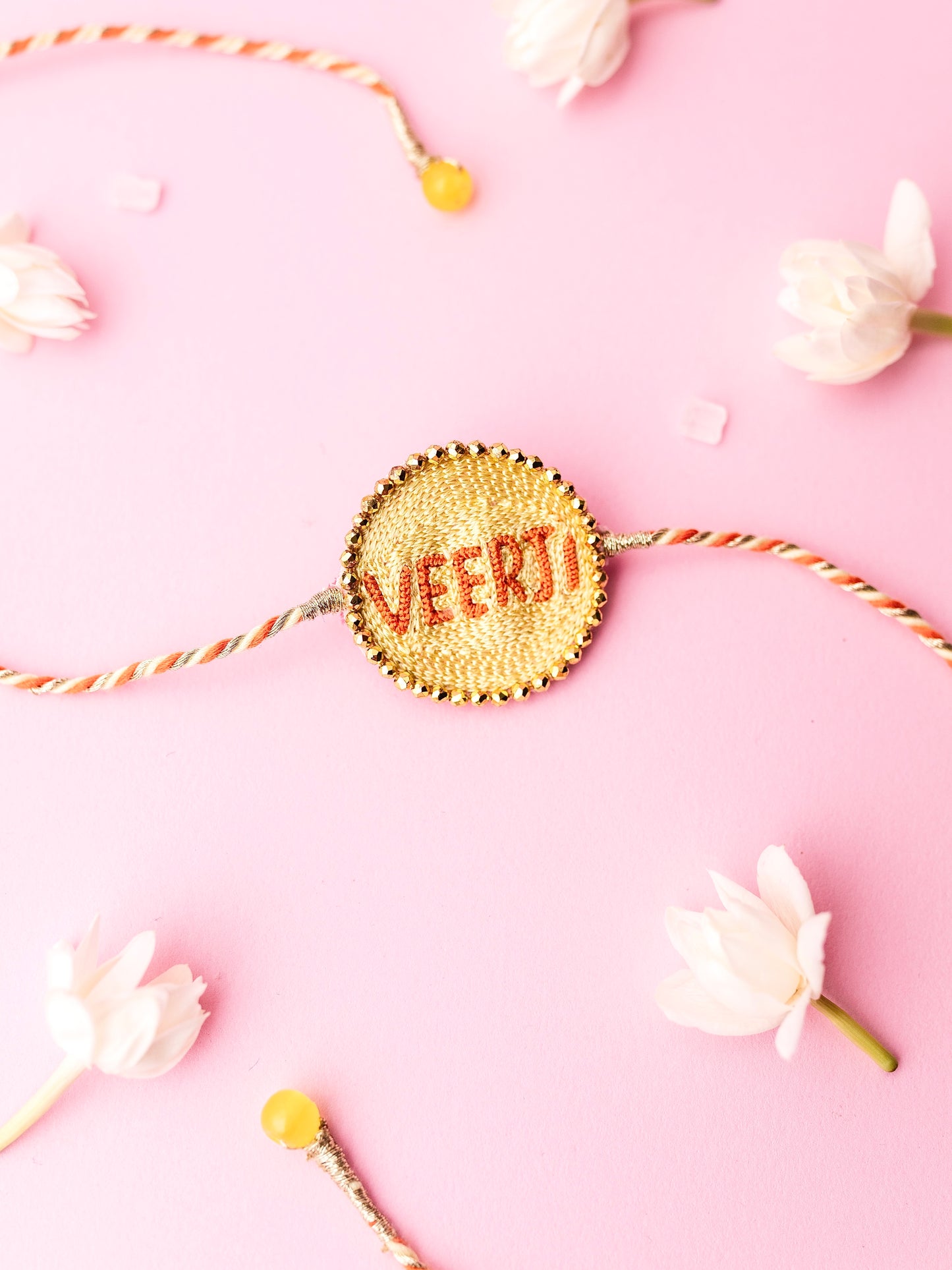 Decorative brother rakhi with veerji text