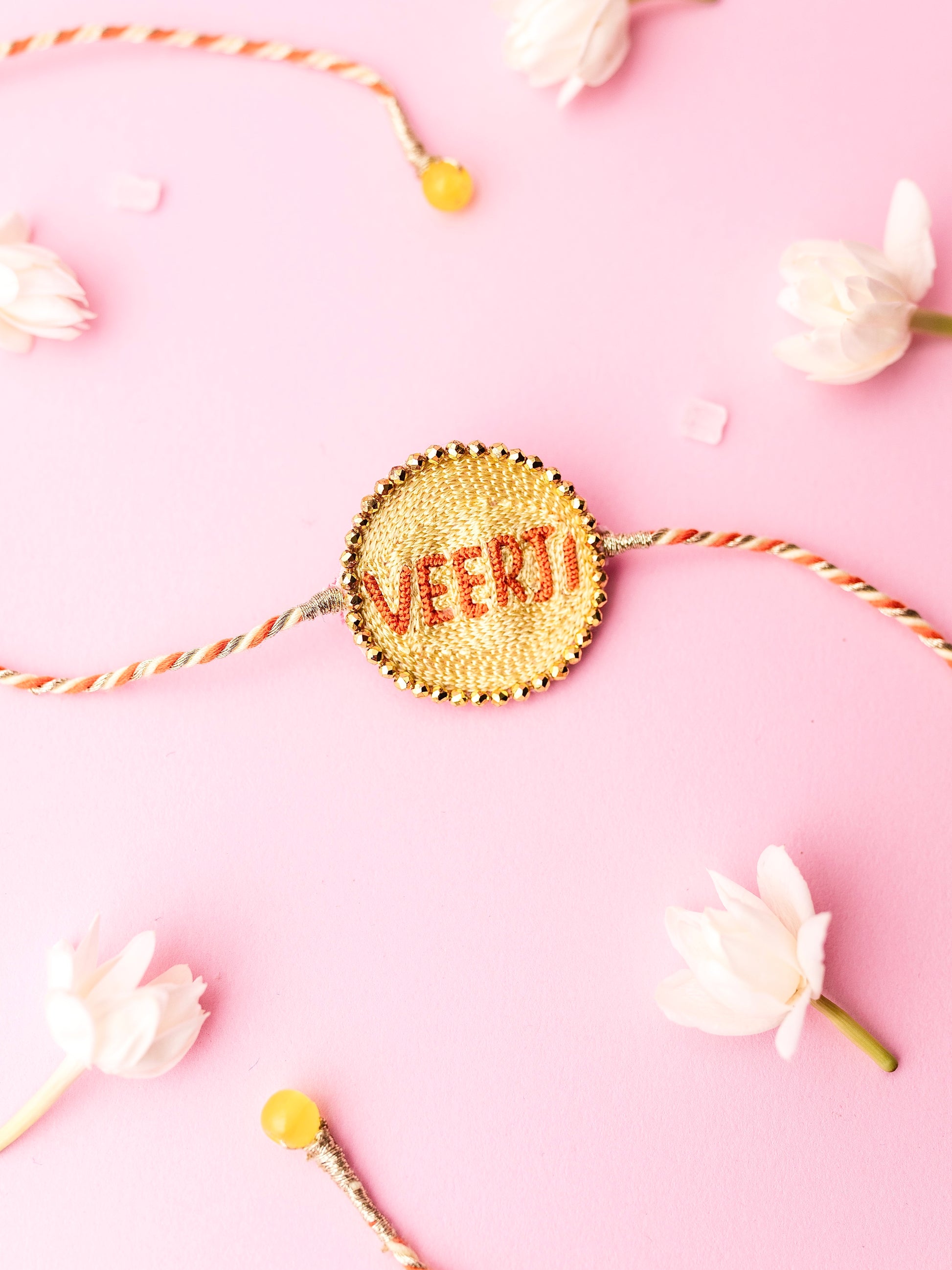 Decorative brother rakhi with veerji text