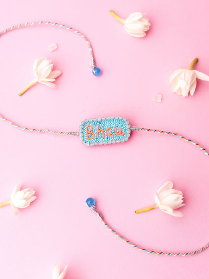 Decorative brother rakhi with bhau  text