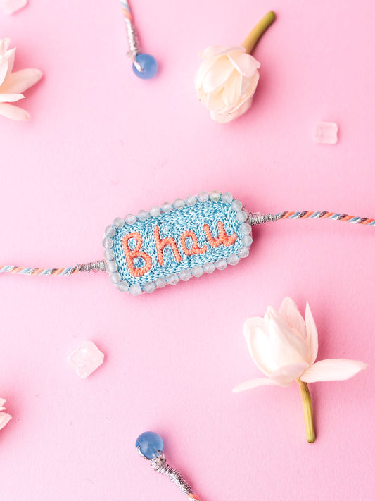 Decorative brother rakhi with bhau  text