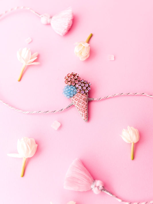 Decorative ice cream rhinestone rakhi