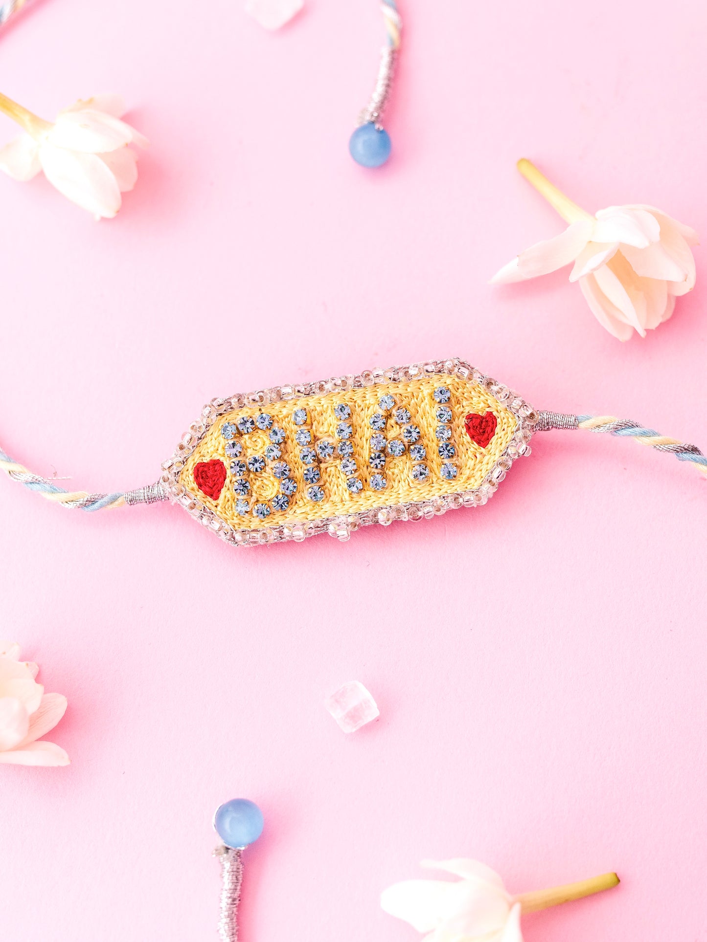 Decorative  brother rhinestone rakhi  bhai text