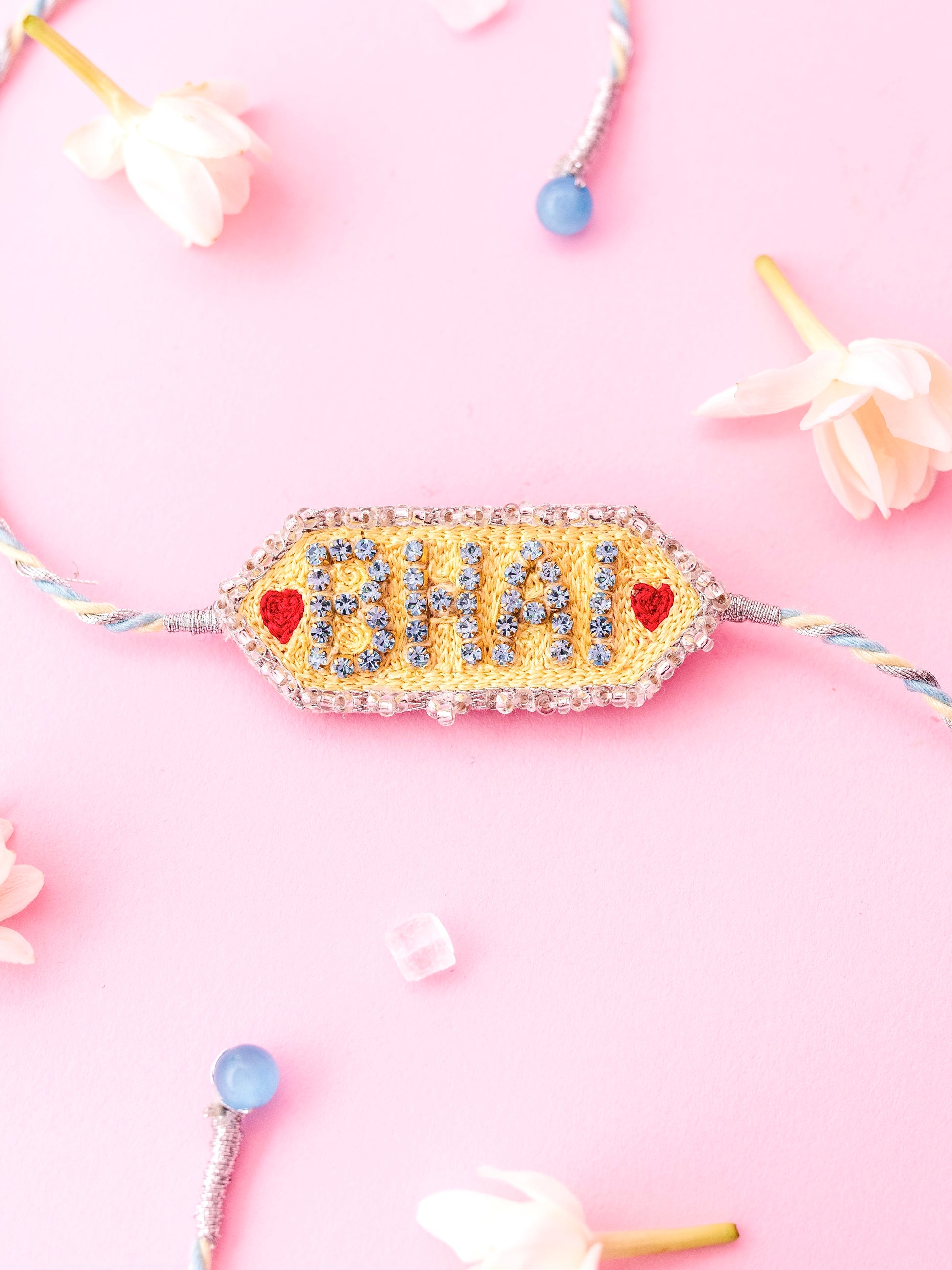 Decorative  brother rhinestone rakhi  bhai text
