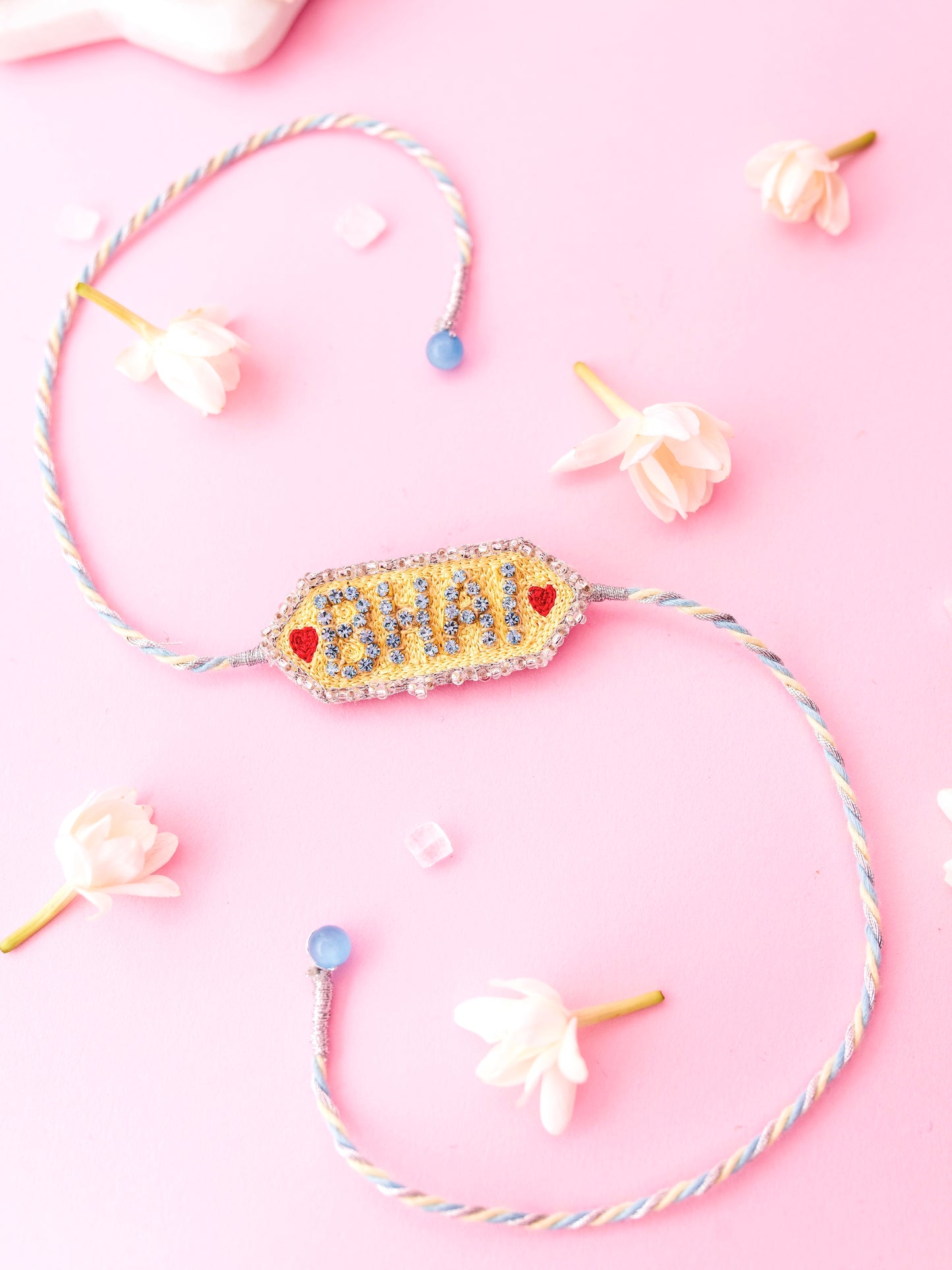 Decorative  brother rhinestone rakhi  bhai text