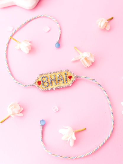 Decorative  brother rhinestone rakhi  bhai text