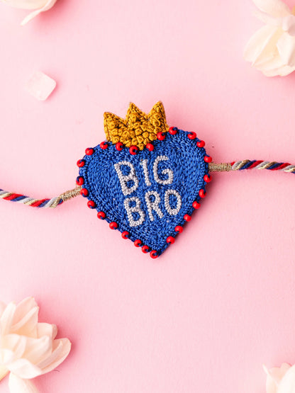 Decorative brother rakhi with  heart shaped big bro text