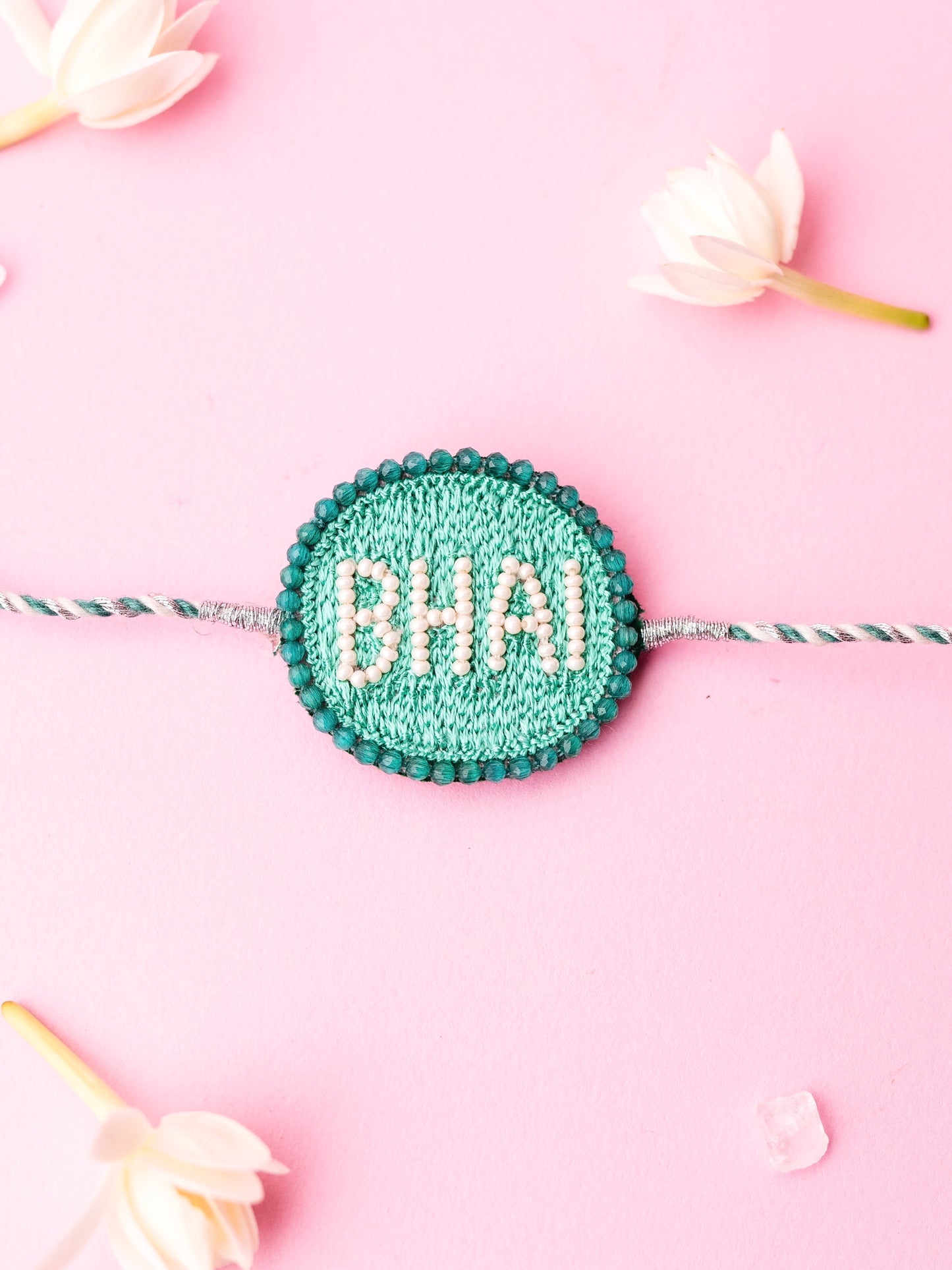Decorative  brother green  rakhi  bhai text