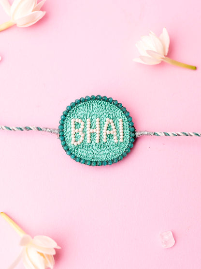 Decorative  brother green  rakhi  bhai text