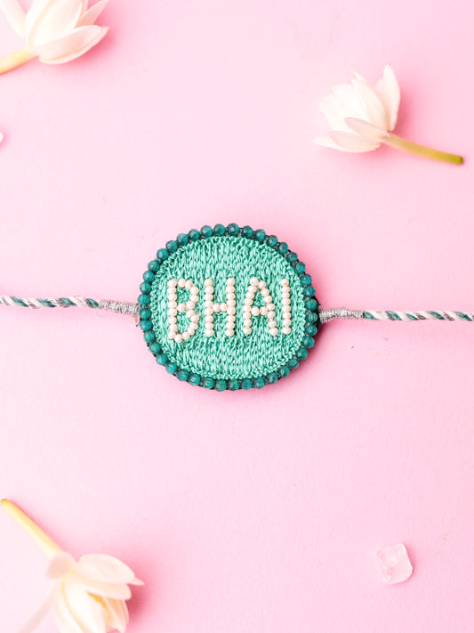 Decorative  brother green  rakhi  bhai text
