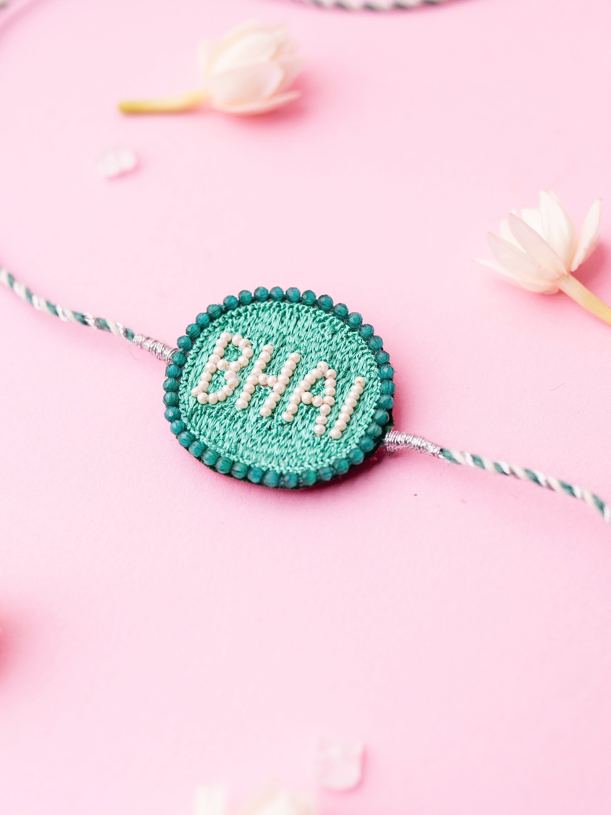 Decorative  brother green  rakhi  bhai text