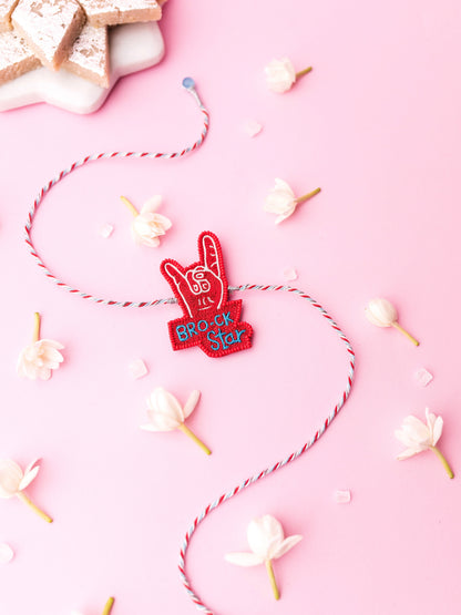 Decorative brother rakhi with brock-star text