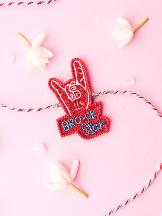 Decorative brother rakhi with brock-star text