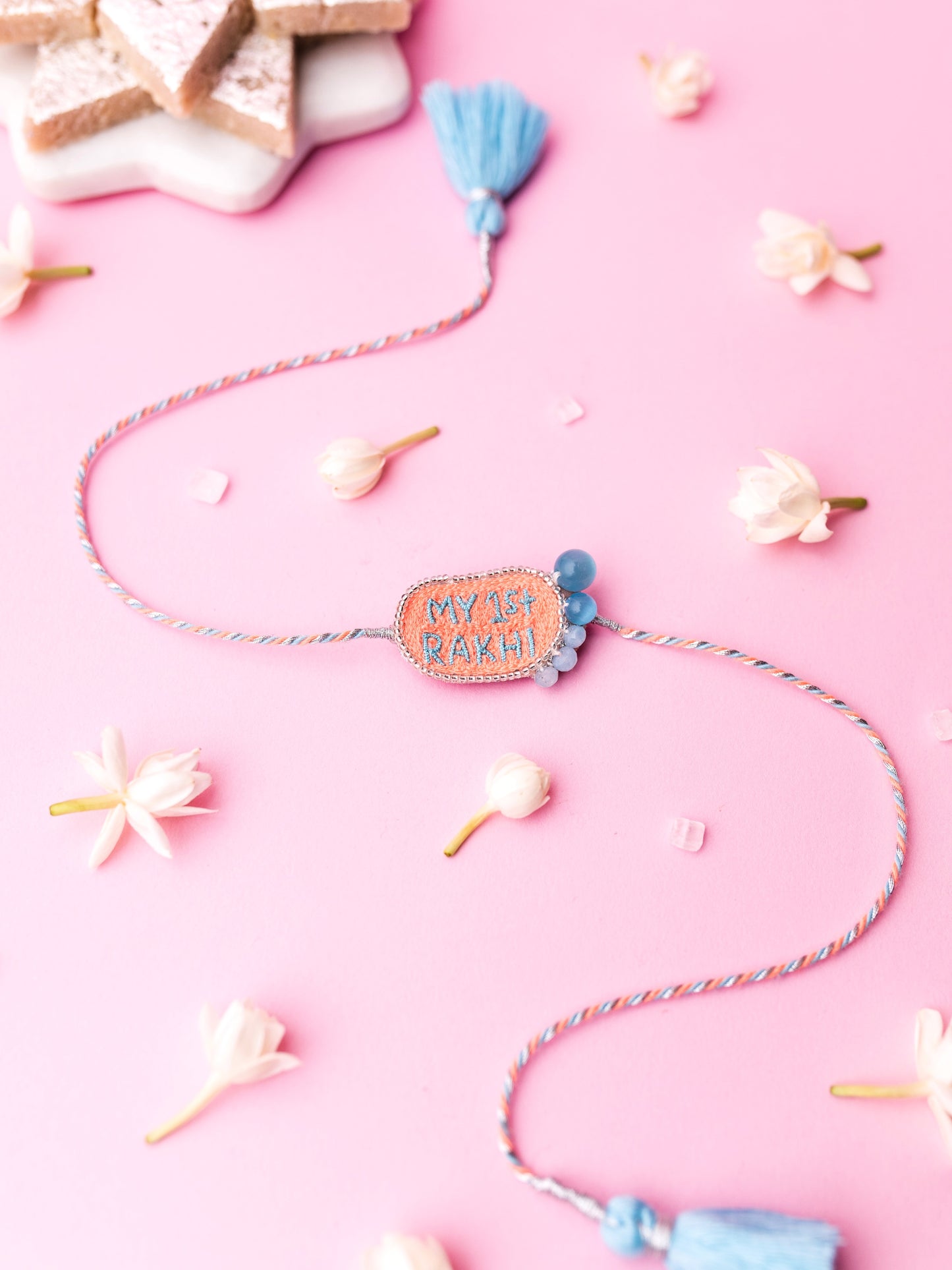 Decorative baby rakhi with my 1st rakhi text