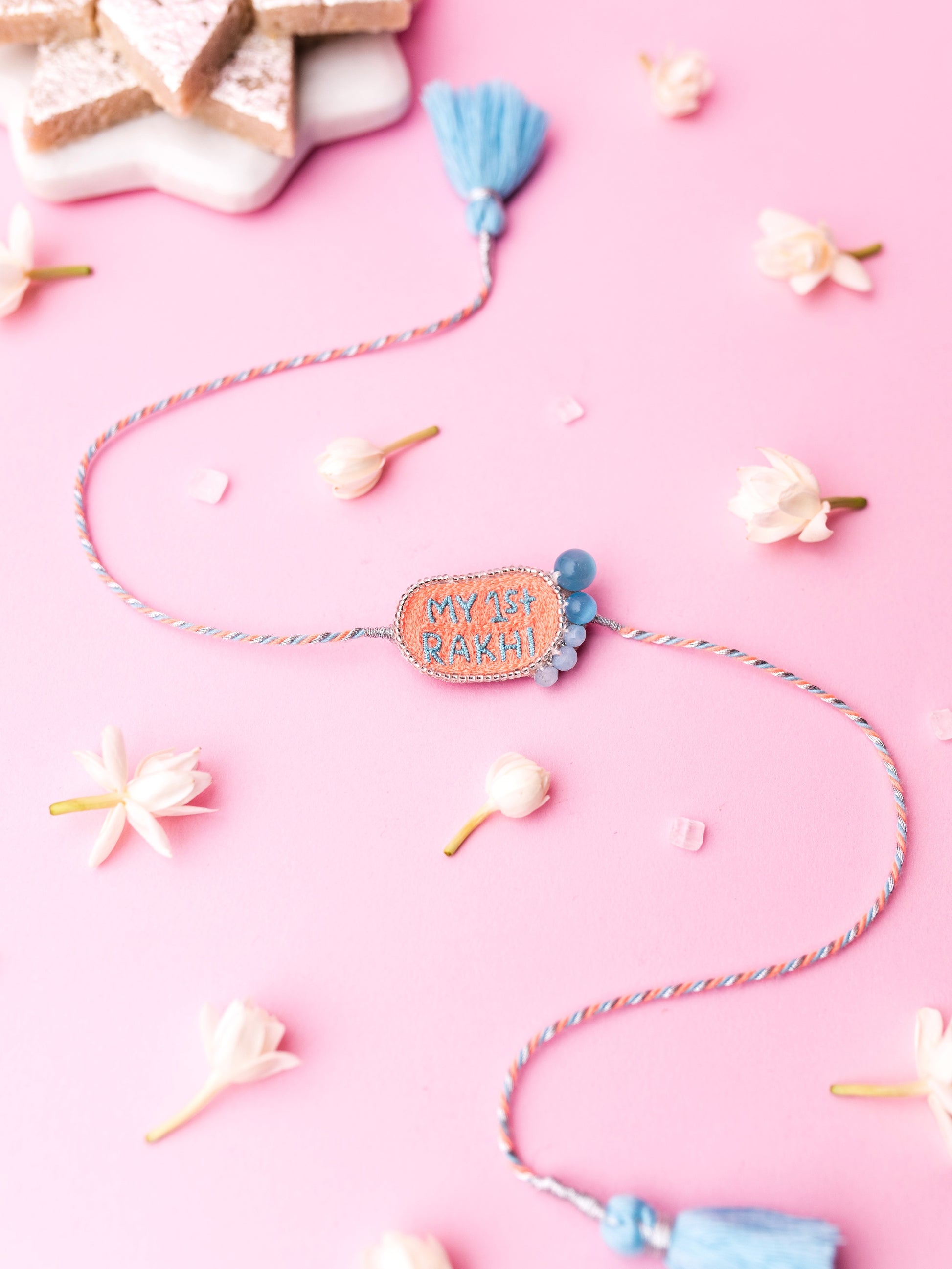 Decorative baby rakhi with my 1st rakhi text
