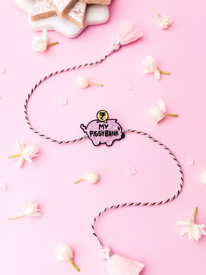 Decorative sister rakhi with my piggy bank text
