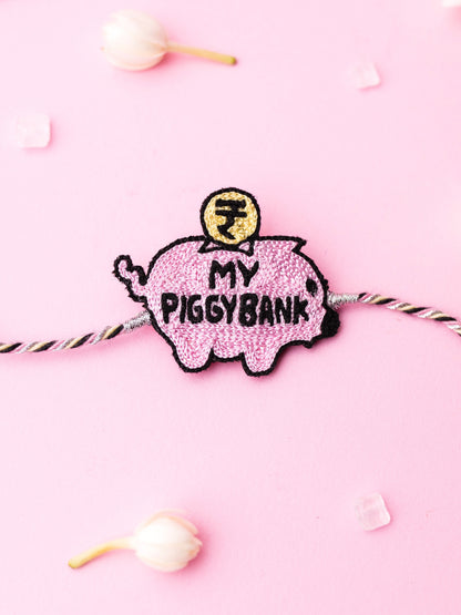 Decorative sister rakhi with my piggy bank text