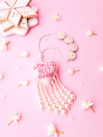 Decorative world's best bhabhi lumba with pearl detail