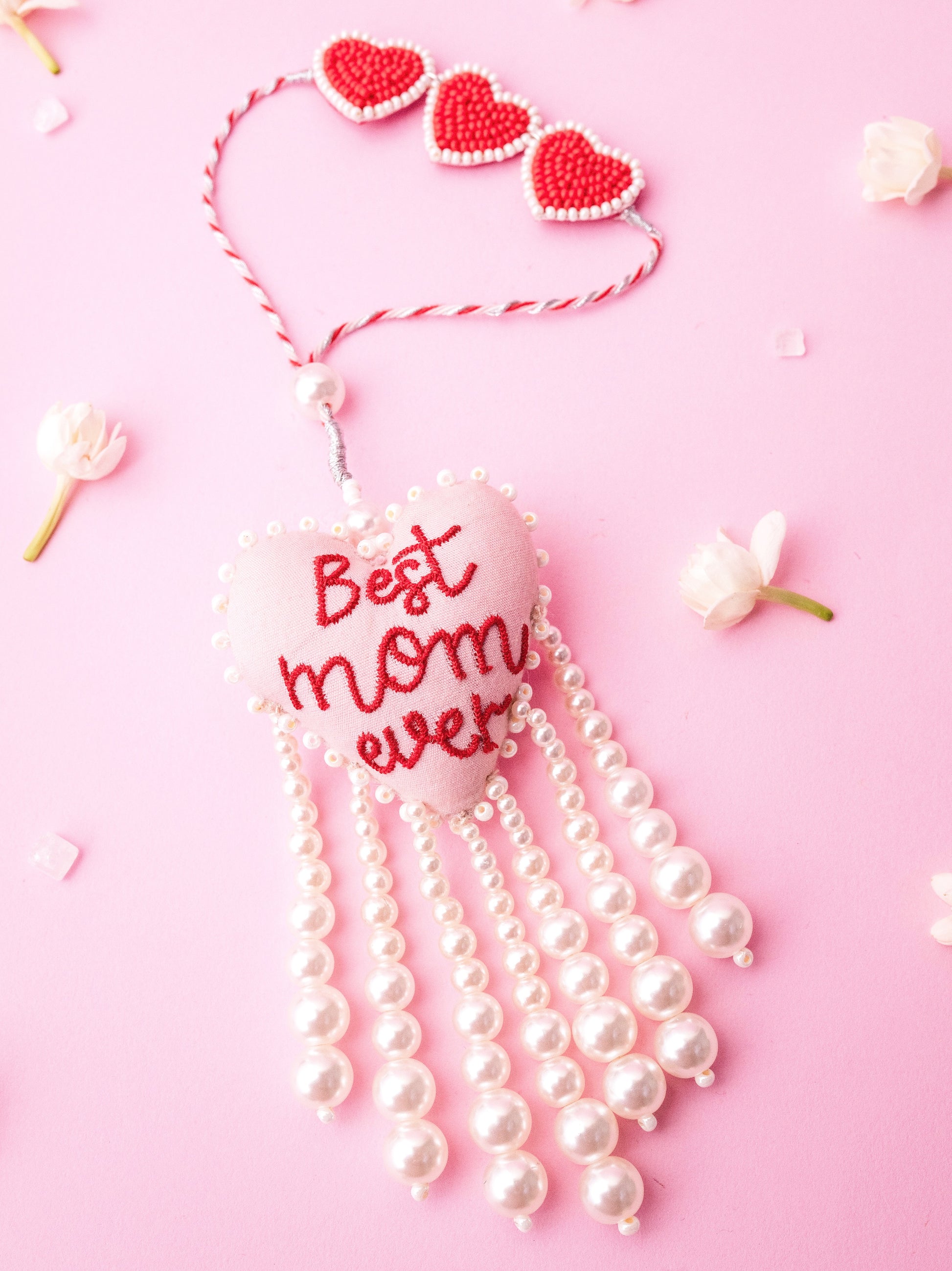Decorative best mom ever lumba with pearl detail