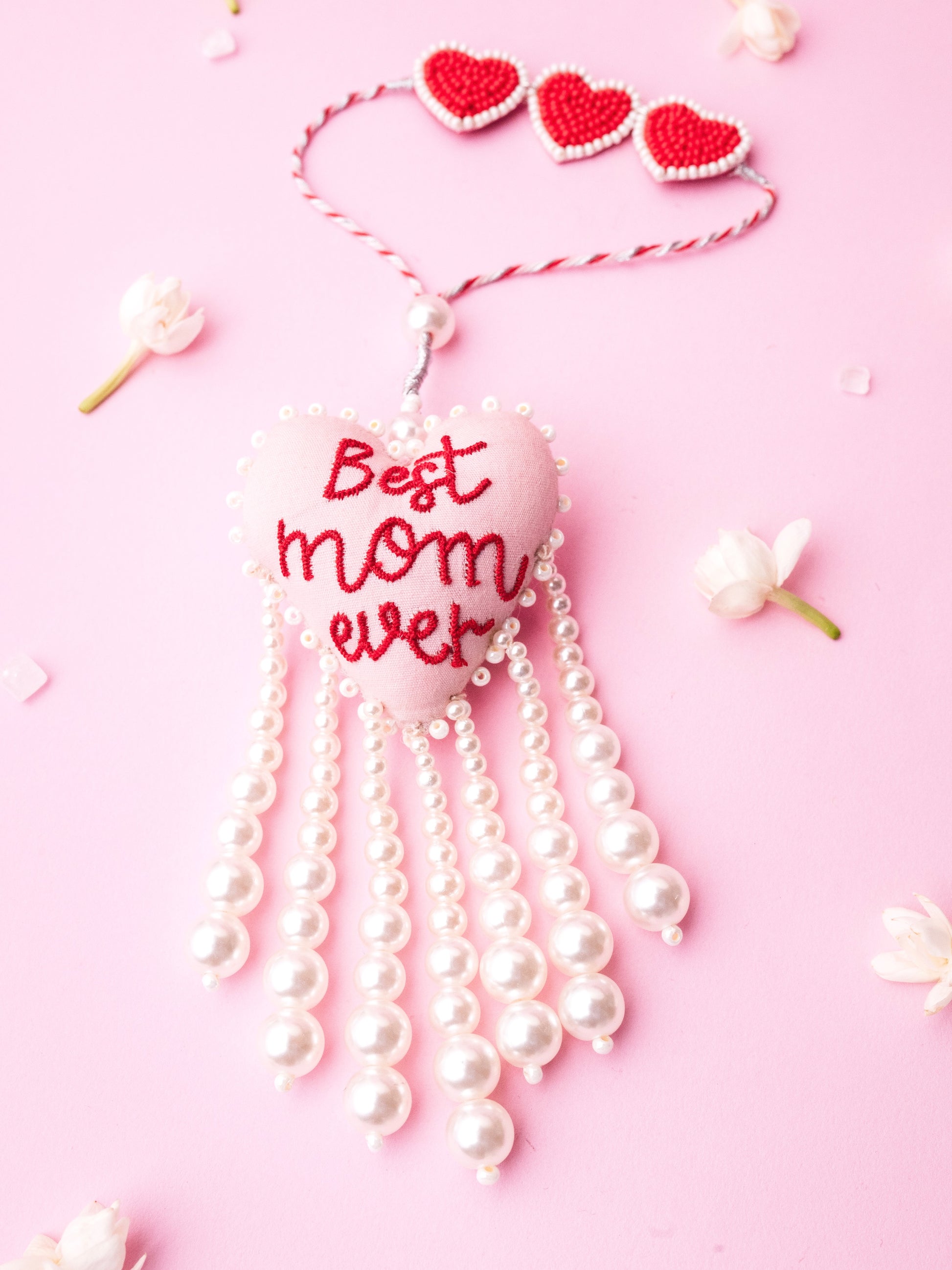 Decorative best mom ever lumba with pearl detail