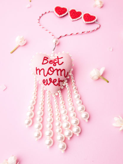 Decorative best mom ever lumba with pearl detail