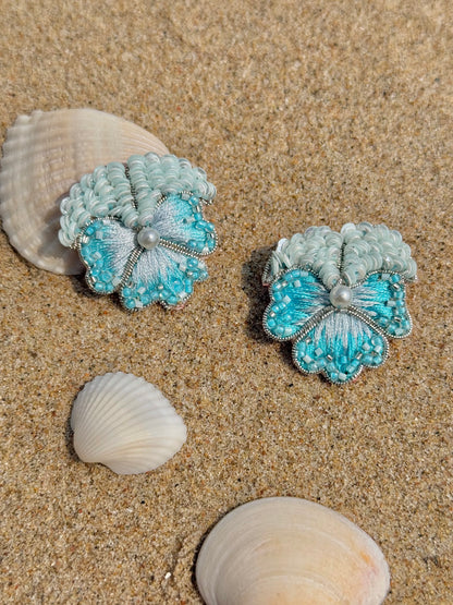 Pansy Love Earrings - Blue