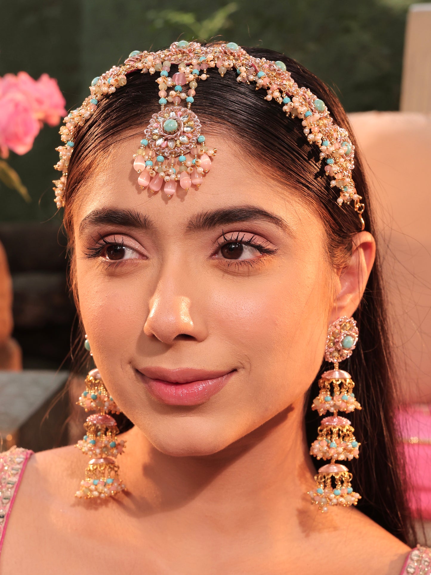 Firoza (Earrings, Mathapatti & Pair of Hathphool Set)