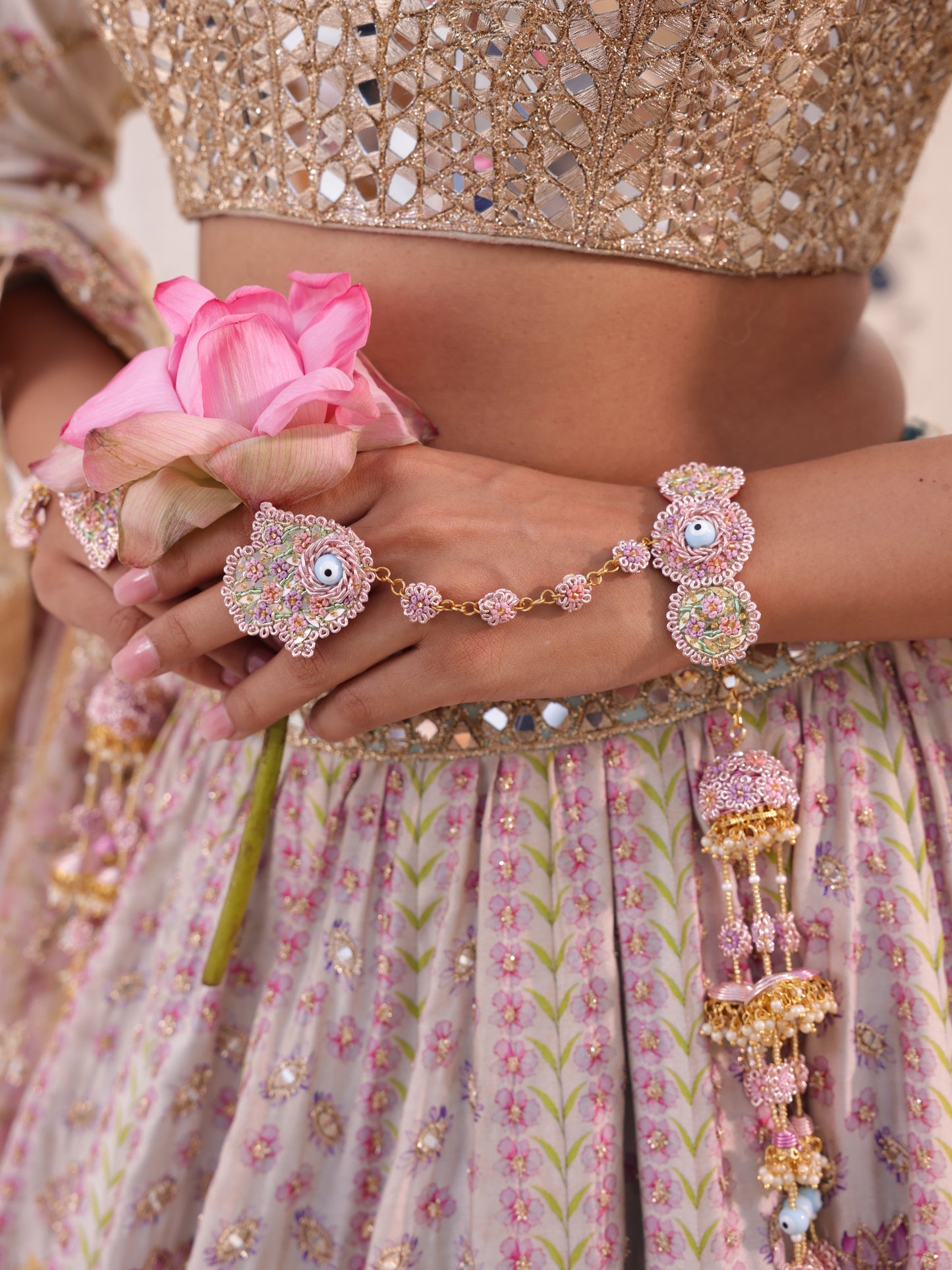 Hamsa (Earrings, Mathapatti, Choker & Pair Of Hathphool)