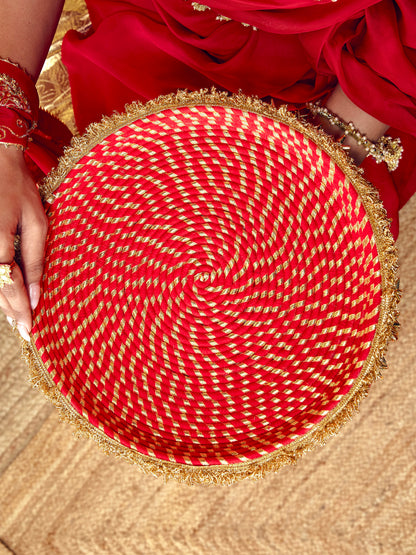 Kumkum Karwa Chauth Thali - Red (Without Latkan)