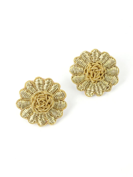 Floral Stud Earrings - Gold