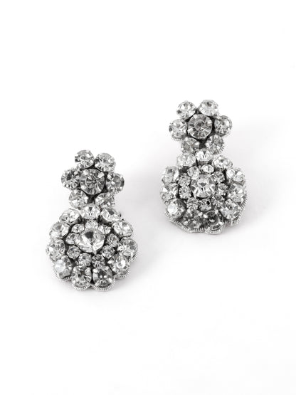 Floral Drop Rhinestone Earrings