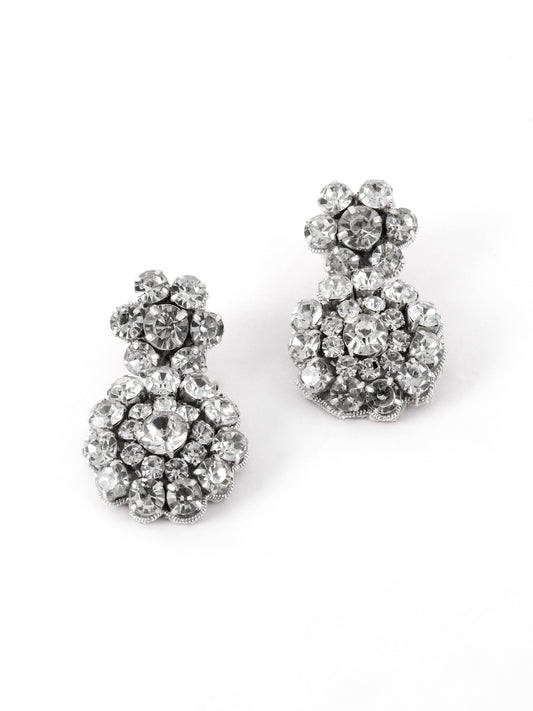 Floral Drop Rhinestone Earrings