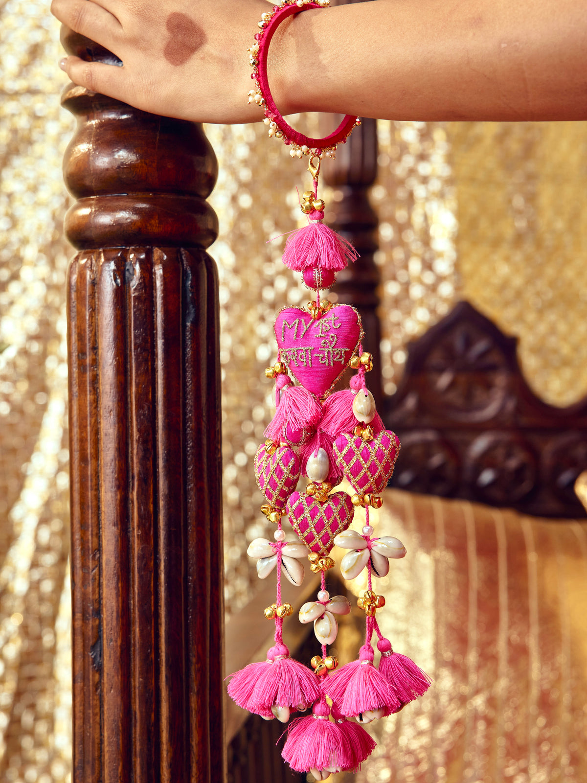 My First Karwa Chauth Rani Pink Bangle with Latkan (Single Hand)