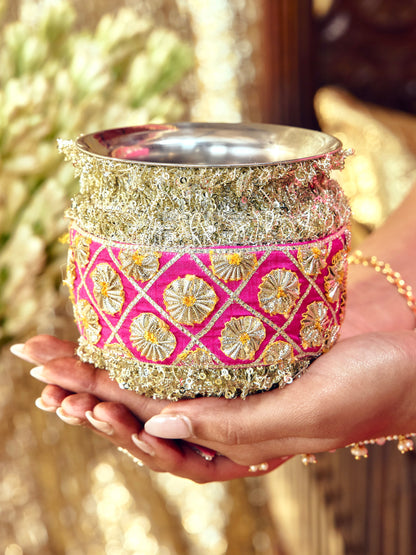 Chamak Essential Karwa Chauth Pooja Hamper - Rani Pink