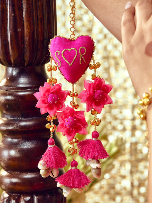 Custom Initial Rani Pink Floral Bracelet (Single Hand)