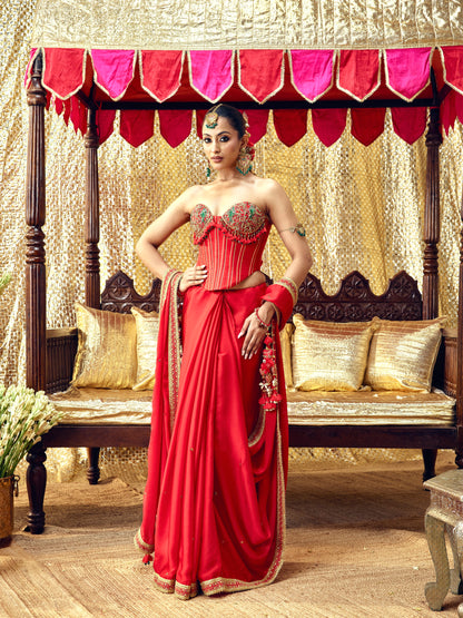 Tota Maina Corset Saree Set
