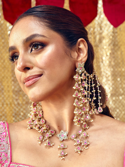 Jhilmil Necklace - Rani Pink