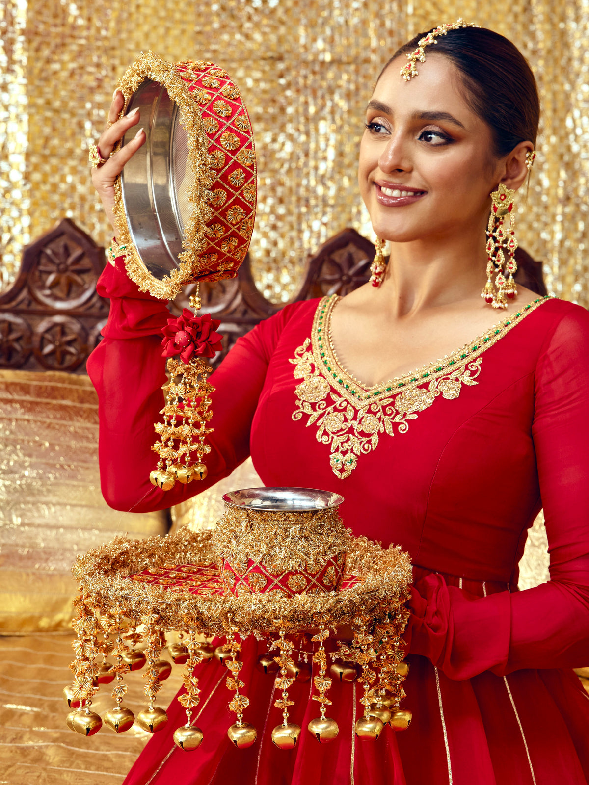 Chamak Karwa Chauth Channi - Red