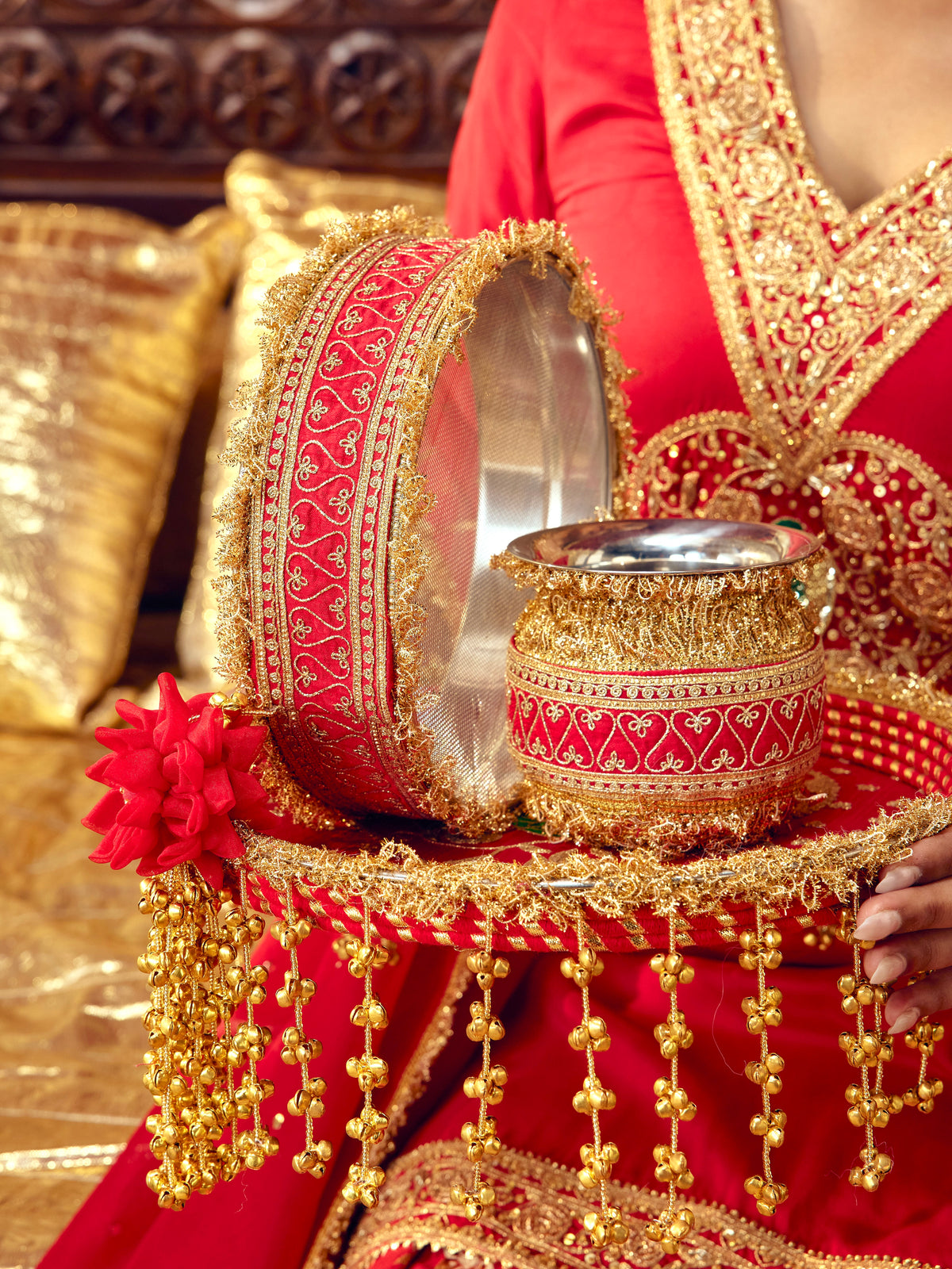 Tota Maina Karwa Chauth Thali - Red