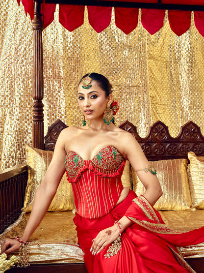 Tota Maina Corset Saree Set