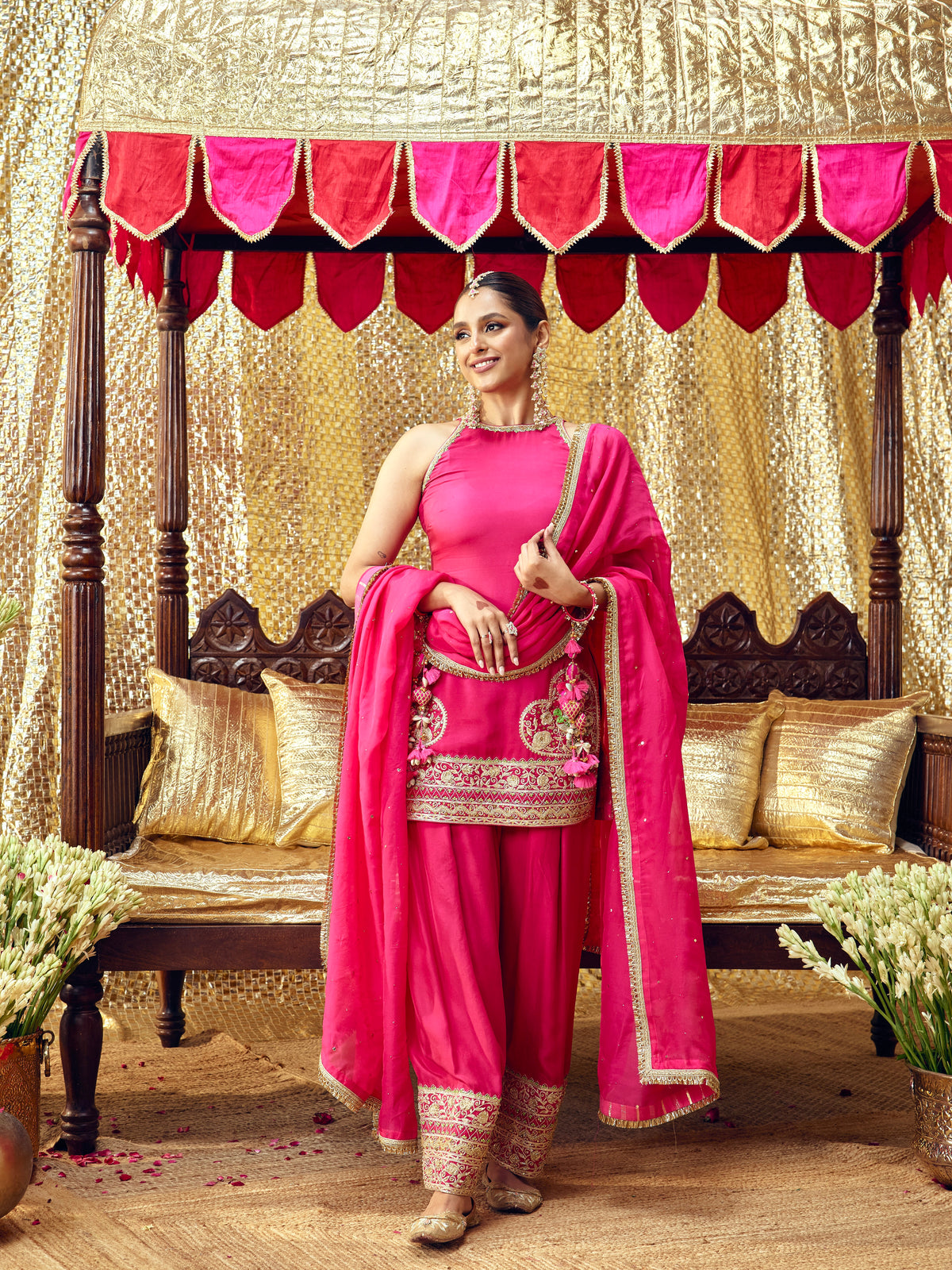 Tota Maina Farshi Salwar Set - Rani Pink