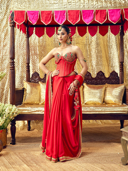 Tota Maina Corset Saree Set