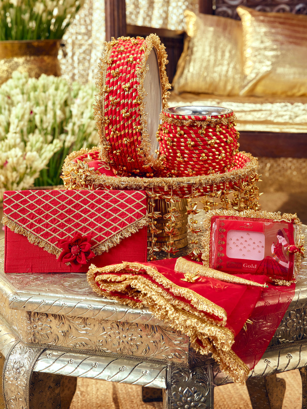 Kumkum Essential Karwa Chauth Full Pooja Hamper - Red