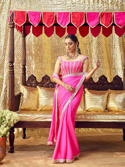 Gulaab Saree Set - Hot Pink