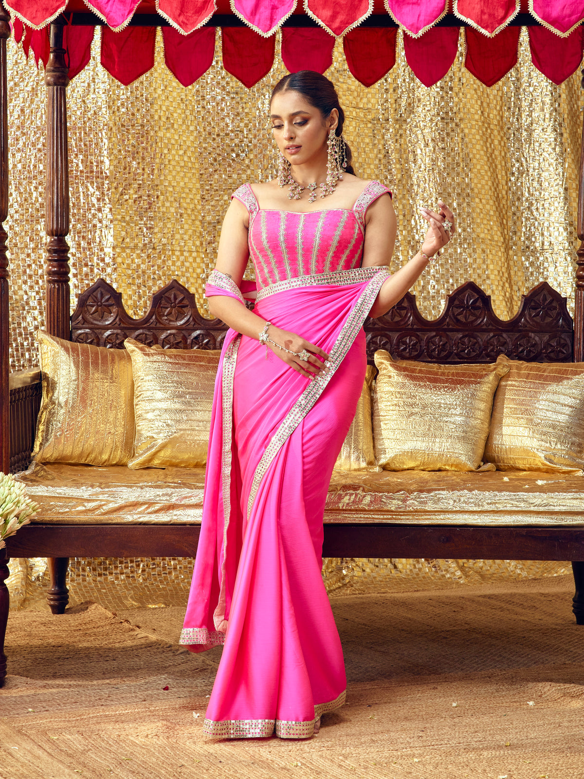 Gulaab Saree Set - Hot Pink