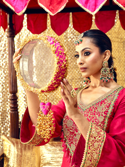 Gulnaar Earrings with Earchains, Mangtikka & Ring