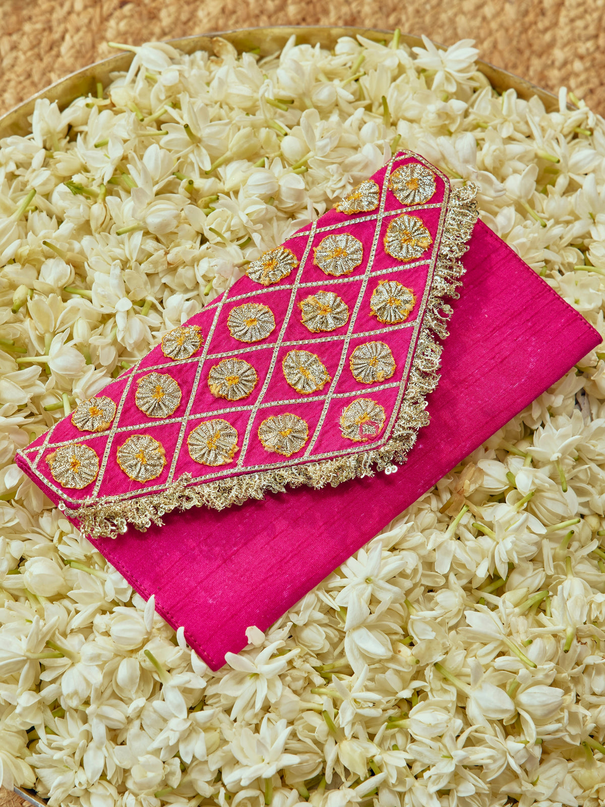 Chamak Karwa Chauth Envelope - Rani Pink