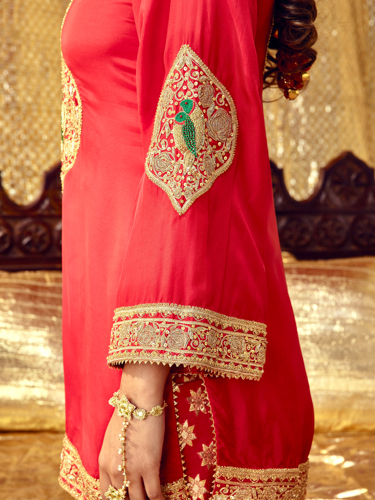 Tota Maina Farshi Salwar Set - Red