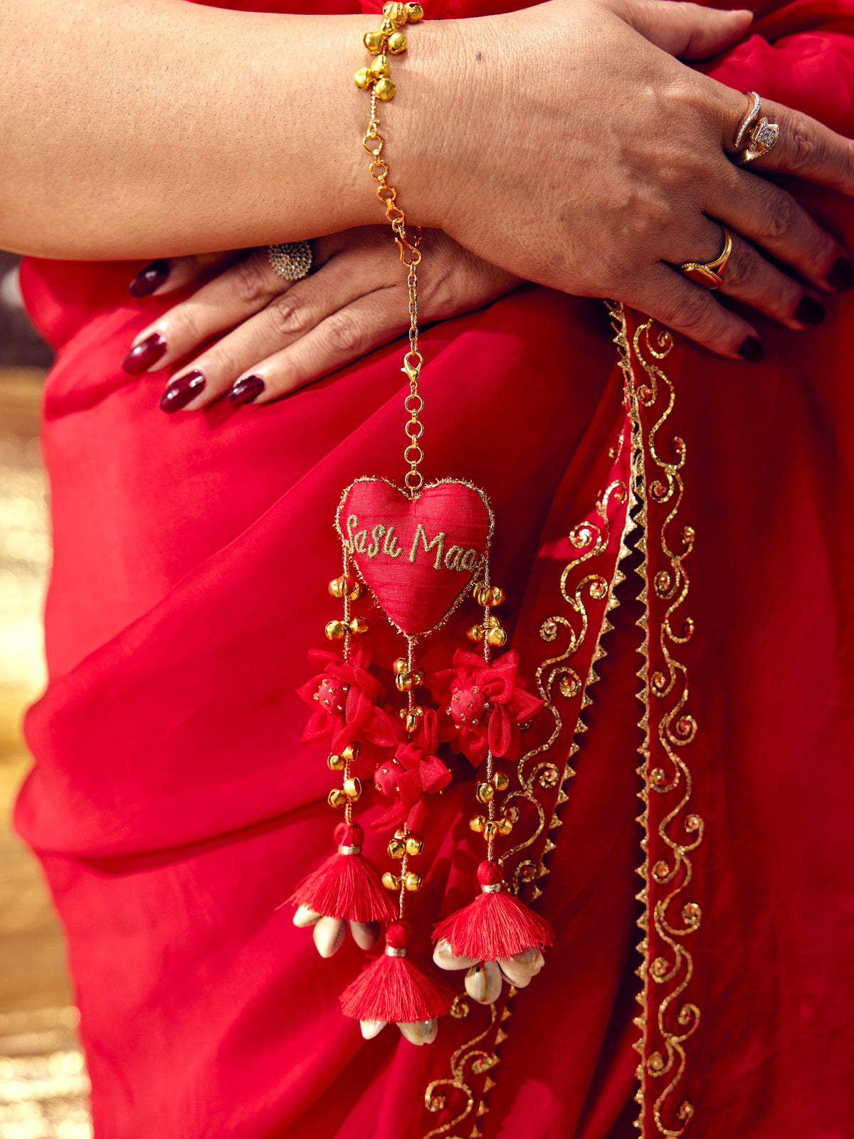Sasu Maa Red Bracelet with Latkan (Single Hand)